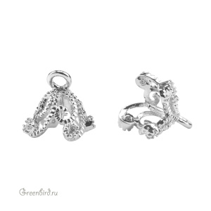 Шапочка для вклеивания, родий, 1 шт. (#SVA-FIAN-847R)