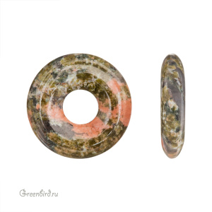 Бусины-бублики "Donut Bead", унакит, 1 шт. (#DNT-01)