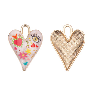 Подвеска с эмалью "Сердечко", золото, красный, 1 шт. (#SV1701-Pendant-201)