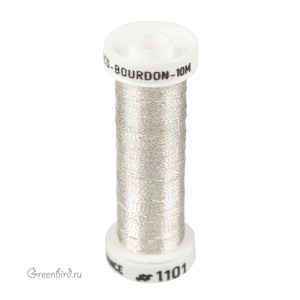 Металлизированная нить AVAS BOURDON, светлое серебро, 10 м (#1101)