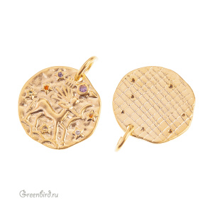 Подвеска с цветными фианитами "Зодиак - Стрелец", золото, 1 шт. (#SVA-ZOD-09G)