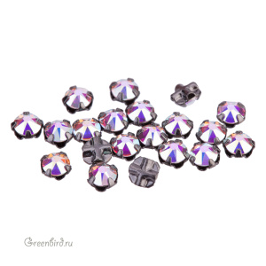 53100 Roses Montees SS12 (3мм) в оправе, gunmetal – Crystal AB (#001AB)