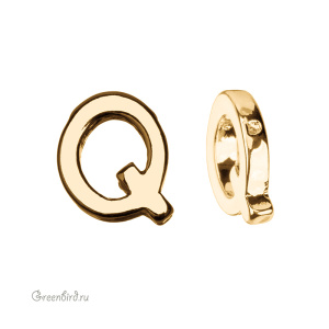 Подвеска гладкая буква "Q", золото, 1 шт. (#SV1701-LG-Q)