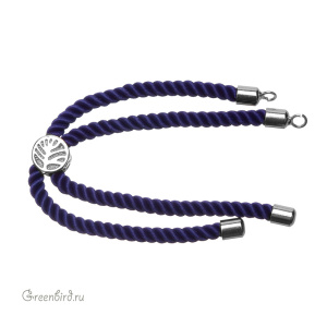 Основа-шнур для браслета, темно-синий, родий, 1 шт. (#SVA-CORD-05R)