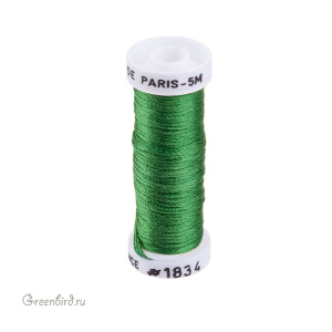 Шелковая объемная нить Au Ver a Soie Soie de Paris, травянисто-зеленый, 5 м (#1834)