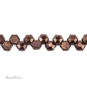 Honeycomb Jewels bead 6mm граненые, Chiseled Bronze, 30 шт. (#23980/14415)