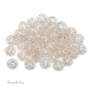 Quadra Lentil 4 отверстия 6mm, Luster Transparent Champagne, 5 гр (#LC00030)