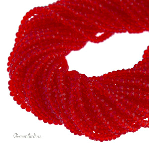 Бусины граненые рондели 3 мм, красный, нить (#SVAB1022)