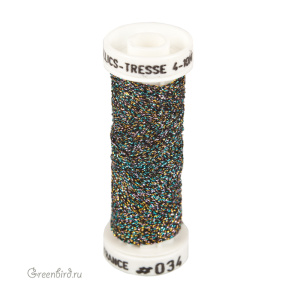 Металлизированная нить Tresse #4 AVAS, меланж/черный, 10 м (#4-034)