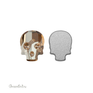 Swarovski 2856 Термостразы Череп 10x7,5 мм, золотистая дымка (#001GSHA), 1 шт.