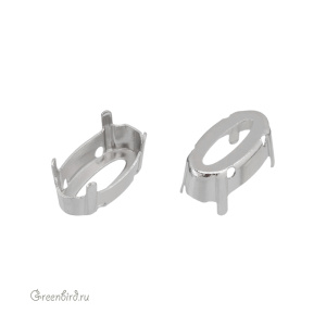 4162 Оправа для ювелирного кристалла Elongated Oval FS 14х7,5 мм, белая бронза