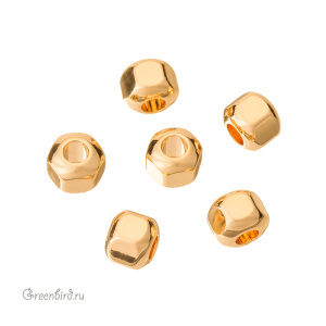 Бусина-шестигранник 4 мм, золото, 1 шт. (#SV1701-Bead-18G)