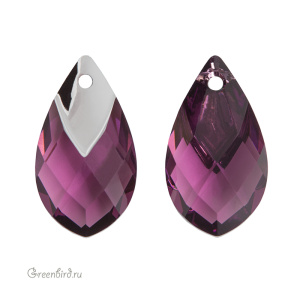 Swarovski 6565 подвеска Капля Met Cap 22 мм, аметист/светлый хром Z (#204LTCHZ), 1 шт.