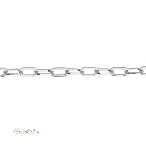 Цепочка, овальные звенья 10х5 мм, родий, 30 см (#SVA-Chain-68R)