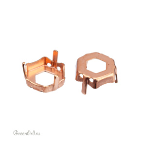 4683 Оправа для Thin Hexagon Fancy Stone 10х11,2 мм, томпак