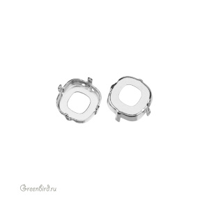 4483 Оправа для ювелирного кристалла Thin Cushion FS 12 мм, белая бронза