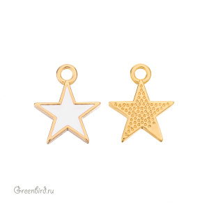 Подвеска с эмалью "Звездочка", золото, белый, 1 шт. (#SV1701-Pendant-133G)