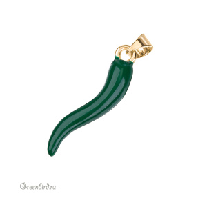 Подвеска с эмалью "Перчик зеленый", золото, 1 шт. (#SV1701-Pendant-76G)