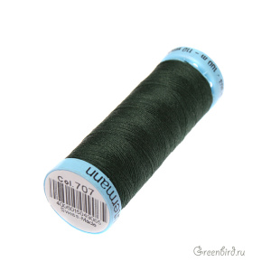 Шелковая нить Gutermann S303, 100м, темно-зеленый (#707)