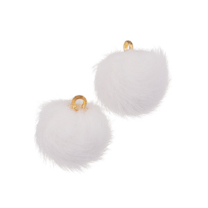 Подвеска "Помпон", белый, золотистый, 2 шт. (#SV1701-Pendant-159)