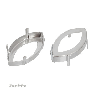 4227 Оправа для ювелирного кристалла Navette 32х17 мм, белая бронза