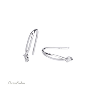Швензы-крючки с фианитами, родий, пара (#SV1701-0184)