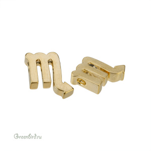 Бусина фигурная "Зодиак - Скорпион", матовое золото, 1 шт. (9JJ269), Корея