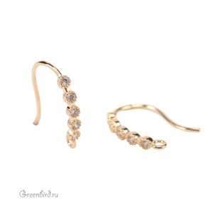 Швензы-крючки с фианитами, золото, пара (#SVAE-115G)