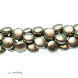 Swarovski 5860 Жемчуг плоский 10x6 мм, иризирующий зеленый (#930), 1 шт.