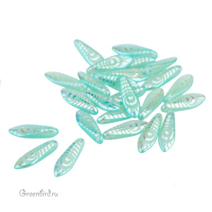 Glass Daggers 5x16mm, Turquoise Opal Laser Eye, 1 шт. (#61100/28703E)