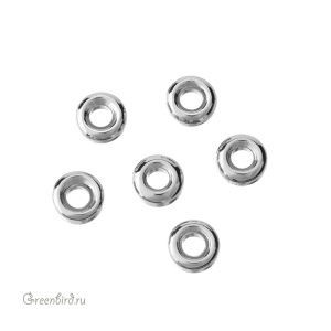 Бусина-разделитель "Кольцо" 5 мм, родий, 1 шт. (#SV1701-Bead-24R)