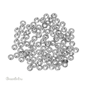 Шапочка гладкая 3 мм, родий, 100 шт. (#SVAC-50R)