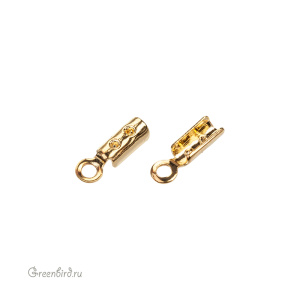 Концевик для шнура 1 мм, золото, 1 шт. (9B309), Корея