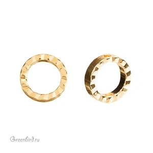 Коннектор-рамка "Круг рифленый", 6 мм, цвет: золото, 1 шт. (#SV1701-C21G)