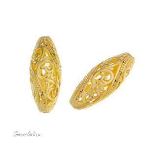 Бусина ажурная, матовое золото, 1 шт. (9B486), Корея