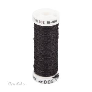 Металлизированная нить Tresse #16 AVAS, черный, 10 м (#16-005)