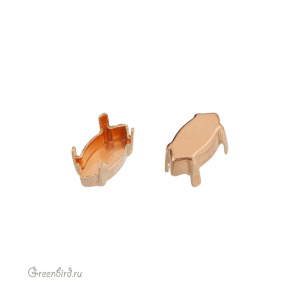 4228 Закрытая оправа без отверстий для ювелирного кристалла Navette 10х5 мм, томпак