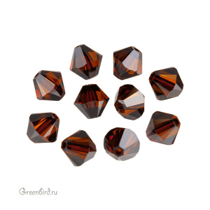 Swarovski 5328 Биконусы 6 мм, дымчатый топаз (#1001), уп. 10 шт.