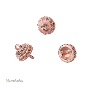 Компонент для вклеивания жемчуга, розовое золото, 1 шт. (9B688), Корея