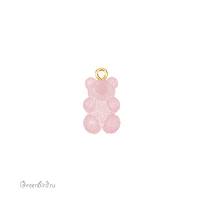 Подвеска "Мармеладный мишка сахарный", золото, розовый, 1 шт. (#SVA-BASE-086G)