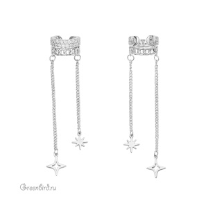 Кафф-колечко с фианитами "Галактика", родий, 1 шт. (#SV1701-K24)