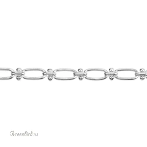 Цепочка 16 x 8 мм, родий, 30 см (#Chain-73R)