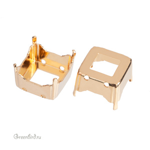 NEW 4499 Оправа для Prismatic Square Fancy Stone 14 мм, томпак/золото