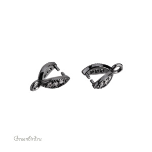 Бейл с фианитами, gunmetal, 1 шт. (#SVA-BAIL-41T)