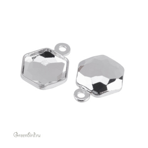 NEW 4683 Оправа-подвеска для Thin Hexagon Fancy Stone 7,8х8,7 мм, томпак/родий