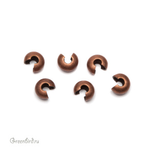 Бусина на кримп гладкая, ант. медь, 144 шт. (#04ACP)