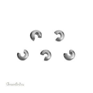 Бусина на кримп 3 мм, родий, уп.10 шт. (#SV1701-CC-14R)