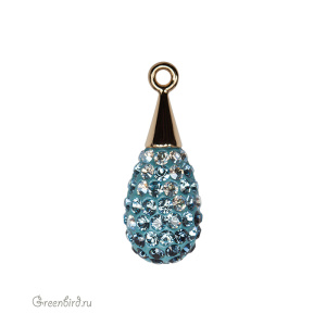 167563 подвеска Pave капля 20mm, золото, Montana/Aquamarine/Moonlight (#207/202/001MOL)