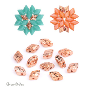 CYMBAL Металлическая бусина GemDuo "Plaka", розовое золото, 1 шт. (#GD-012227-RG)