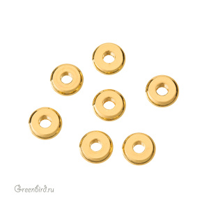 Бусина-разделитель "Шайба" 6 мм, золото, 1 шт. (#SVABM-29G)